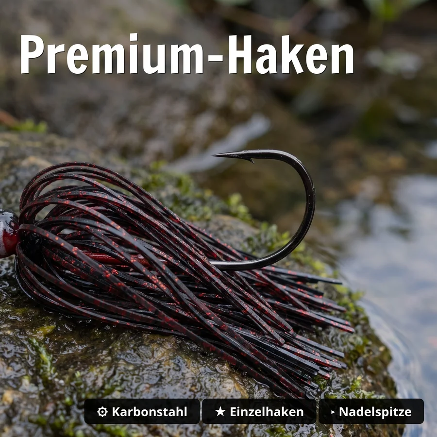 Inzite Blader Bladed Jig 10 g – Haken 3/0 – Dark Cherry – Starke Vibration & Trailerfähig - Premium-Haken