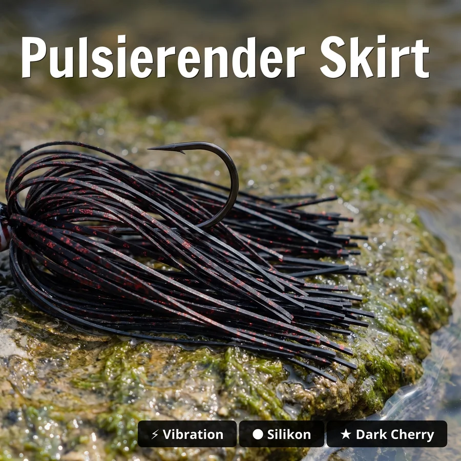 Inzite Blader Bladed Jig 10 g – Haken 3/0 – Dark Cherry – Starke Vibration & Trailerfähig - Pulsierender Skirt
