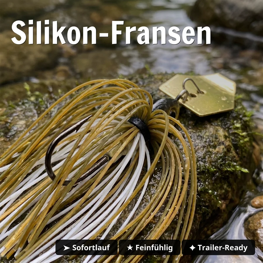 Inzite Blader Bladed Jig 10 g – Haken 3/0 – Golden Coconut – Starke Vibration & Trailerfähig - Silikon-Fransen
