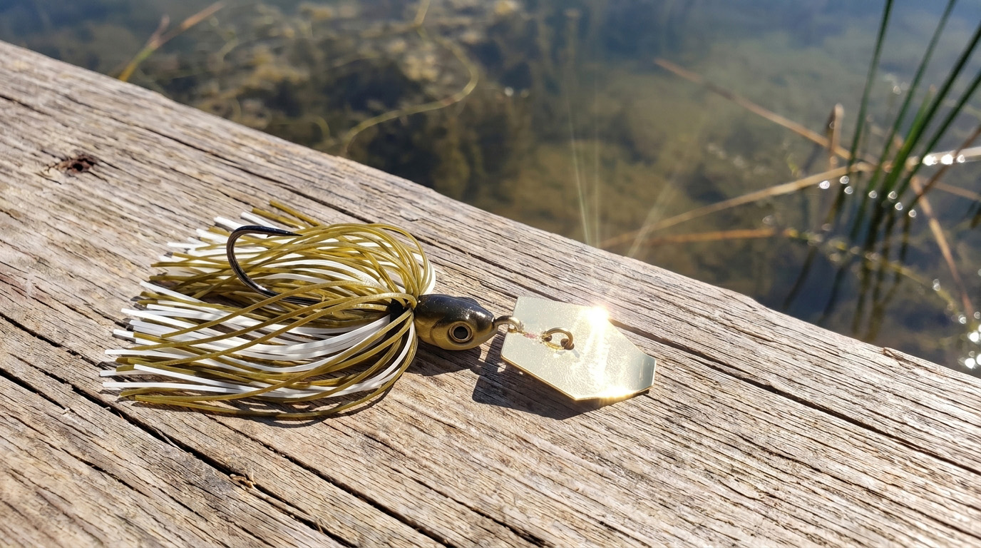 Inzite Blader Bladed Jig 10 g – Haken 3/0 – Golden Coconut – Starke Vibration & Trailerfähig - Für jedes Raubfisch-Revier