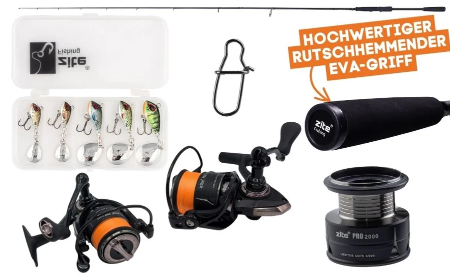 Zite Fishing Inzite Pro Stick Starter-Set Barsch Spinning Reel Pro 2000 bespult, Jigspinner Natur & Snaps - Detaillierte Übersicht