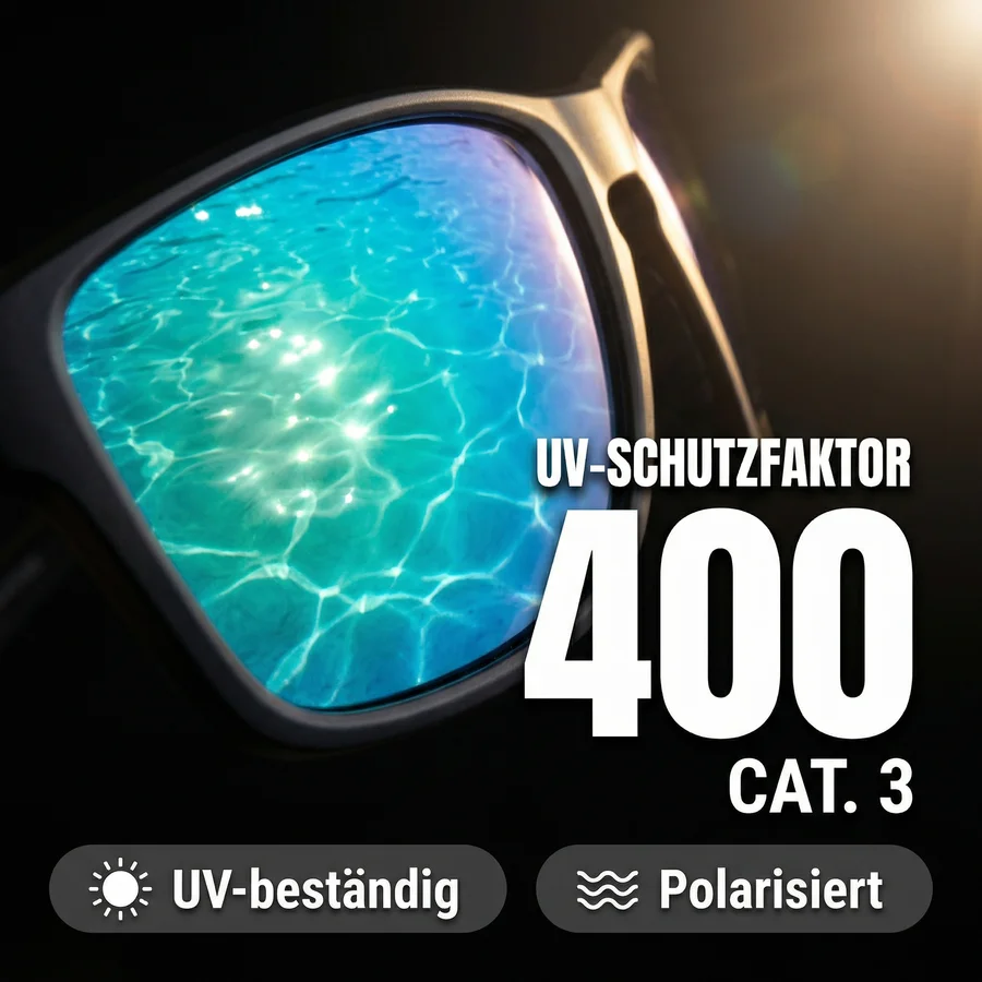 Zite Fishing Polarisationsbrille Culo – Blaugrün verspiegelt mit UV400-Schutz, schwimmfähig & Hardcase - UV-beständige Filter-Gläser