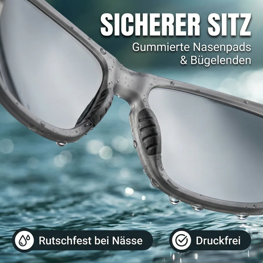 Zite Fishing Polarisationsbrille Culo – Silber verspiegelt mit UV400-Schutz, schwimmfähig & Hardcase - Sicherer Sitz bei Action
