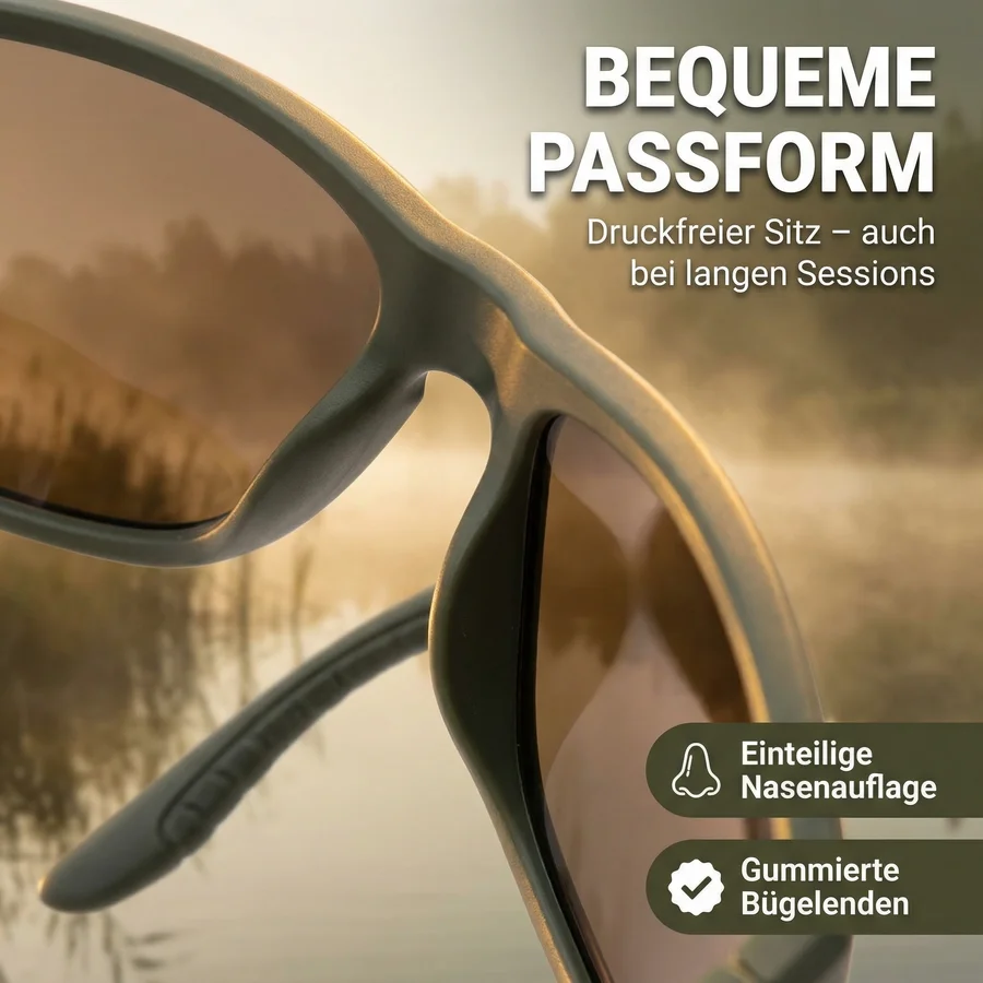 Zite Fishing Polarisationsbrille Culo – Braun mit UV400-Schutz, schwimmfähig & Hardcase - Bequeme Passform