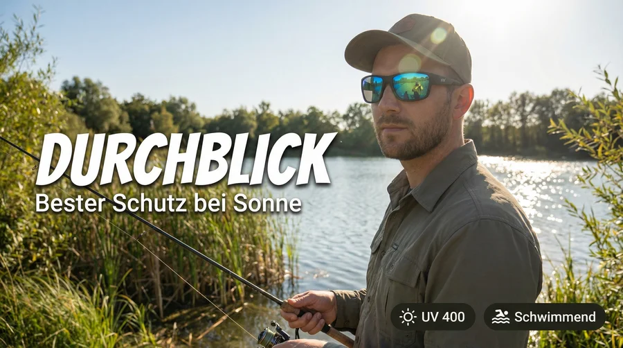 Zite Fishing Polarisationsbrille Orus – Blaugrün verspiegelt mit UV400-Schutz, schwimmfähig & Hardcase - Bester Durchblick bei Sonne