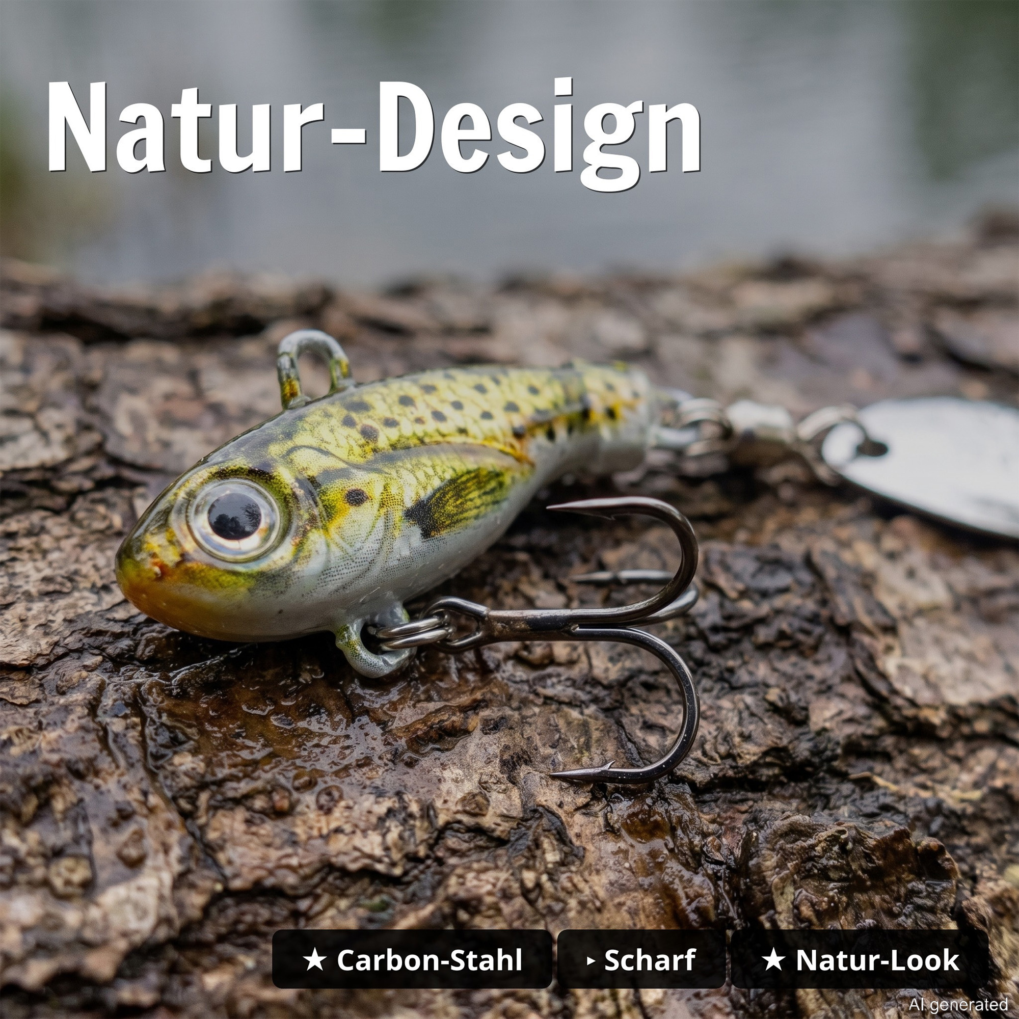 Zite Fishing Jigspinner Set Natur S 10g - 5 Spin Jigs im 3D-Beutefisch-Design für Barsch, Hecht & Zander - Ultra-Light