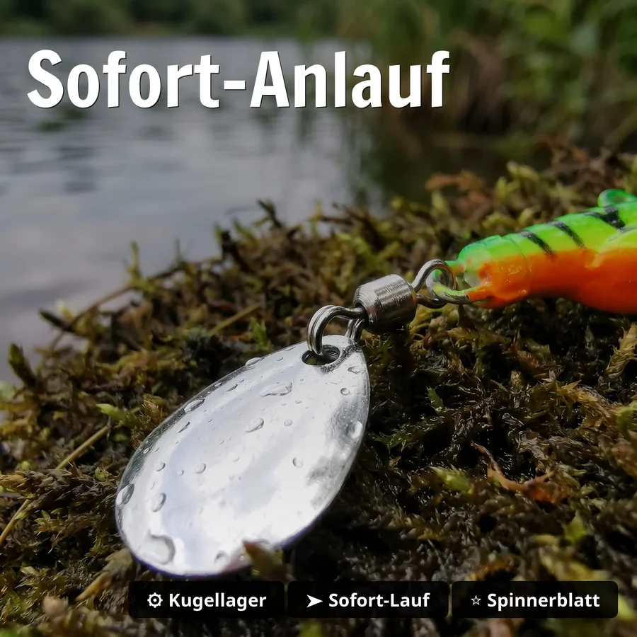 Zite Fishing Jigspinner Set Neon S 10g – 5 Köder mit Köderbox für Barsch, Forelle & Zander - Sofort-Anlauf