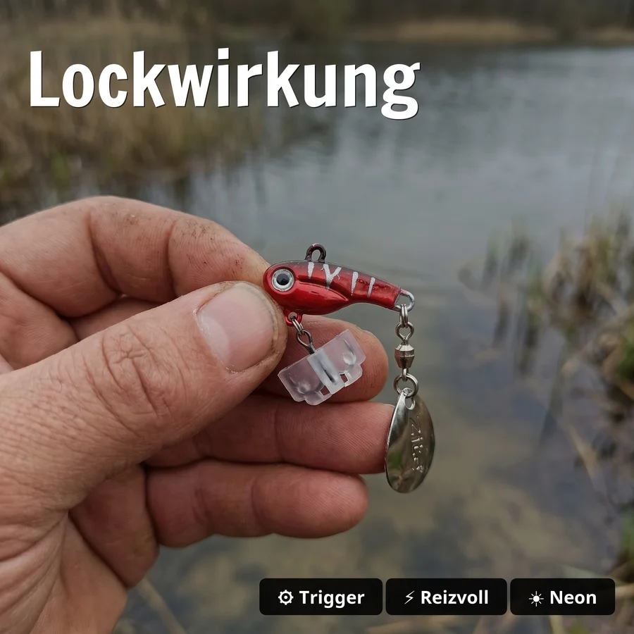 Zite Fishing Jigspinner Set Neon M 15g – 5 Köder im Set mit Köderbox - Lockwirkung