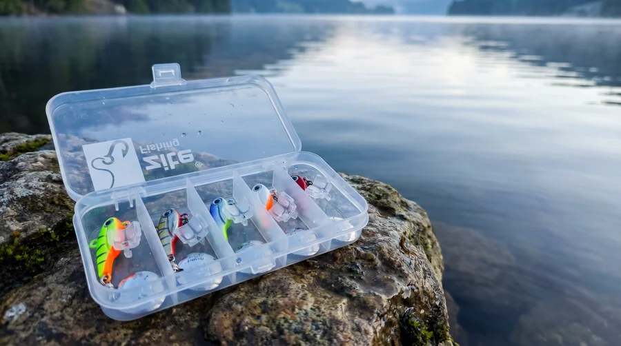 Zite Fishing Jigspinner Set Neon M 15g – 5 Köder im Set mit Köderbox - Tief, weit, bissig