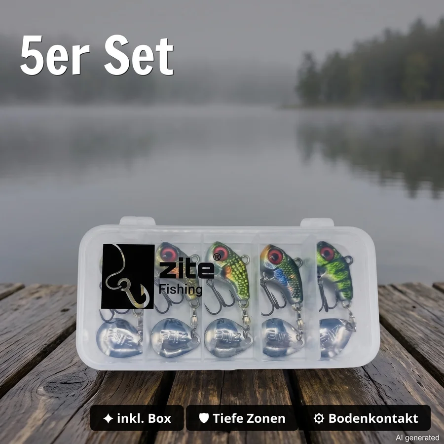Zite Fishing Jigspinner Set Natur L 15g - 5 Spin Jigs im 3D-Beutefisch-Design für Barsch, Hecht & Zander - 5er Set