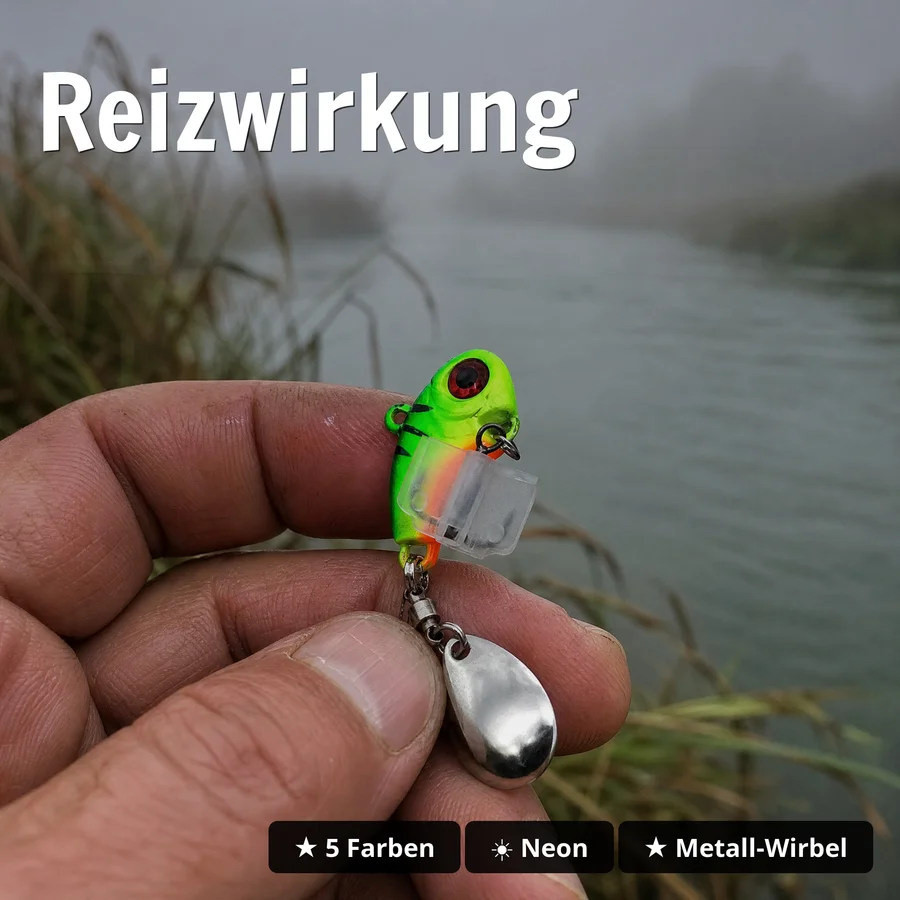Zite Fishing Jigspinner Set Neon L 20g – 5 Köder in Neonfarben für Zander & Hecht - Reizwirkung
