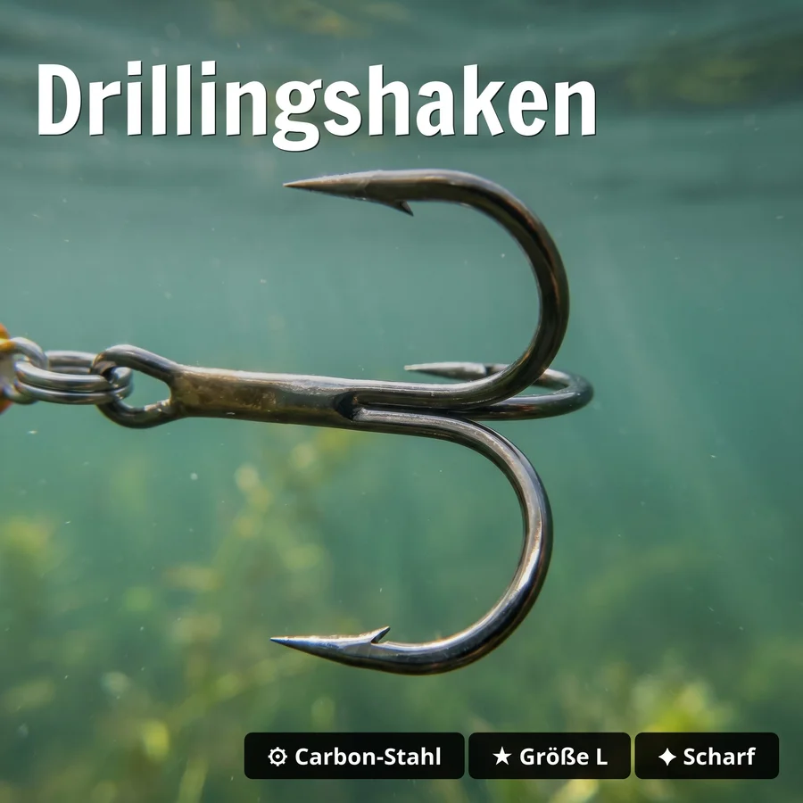 Zite Fishing Jigspinner Set Neon L 15g – 5 Stück mit Tackle-Box Zander Barsch Hecht - Drillingshaken