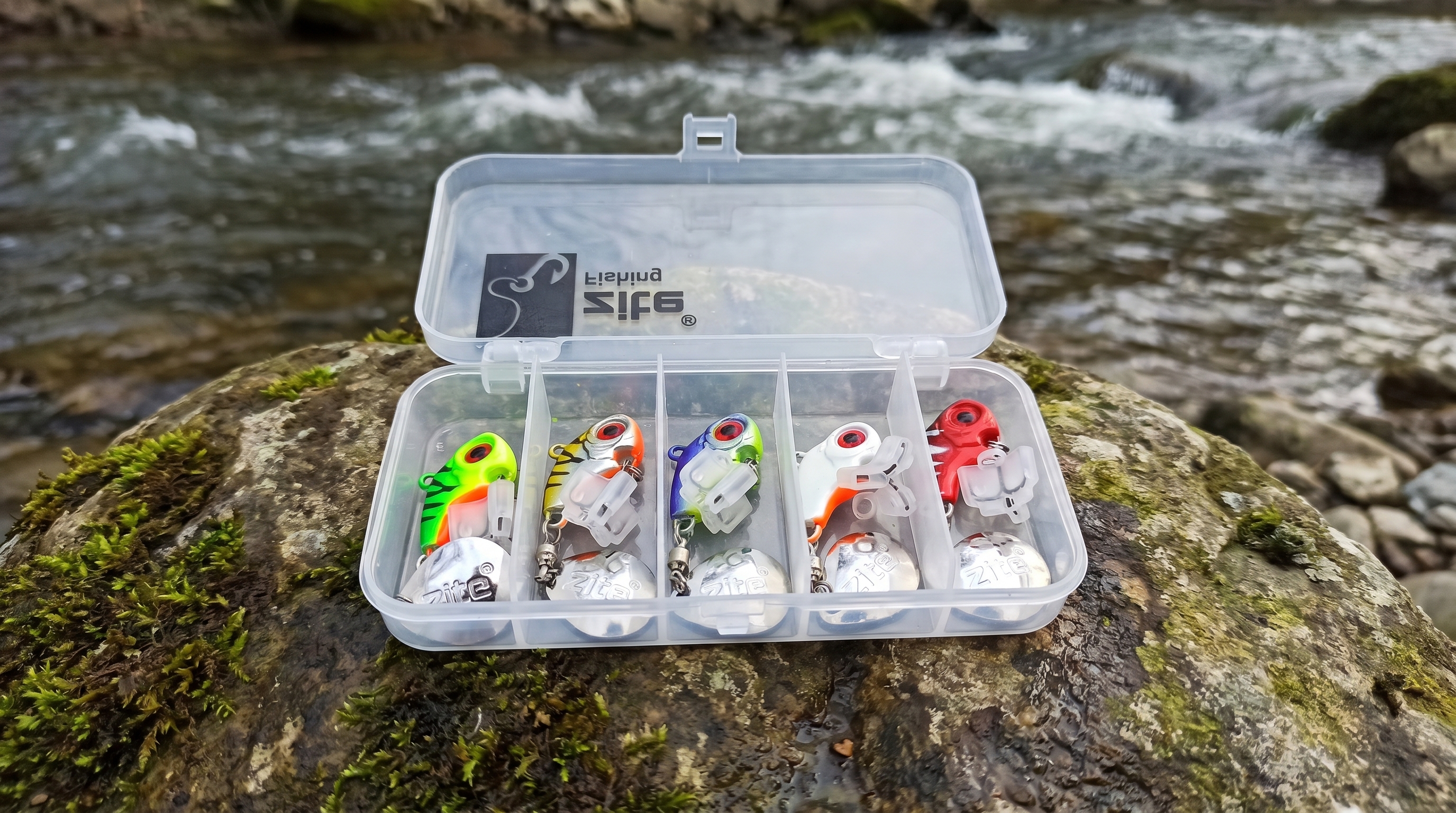 Zite Fishing Jigspinner Set Neon L 15g – 5 Stück mit Tackle-Box Zander Barsch Hecht - Zander, Barsch & Hecht