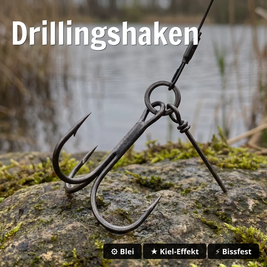 Zite Fishing Hecht-System Single Hook Natur 10g - ideal für Hechtköder 12-15 cm - Drillingshaken