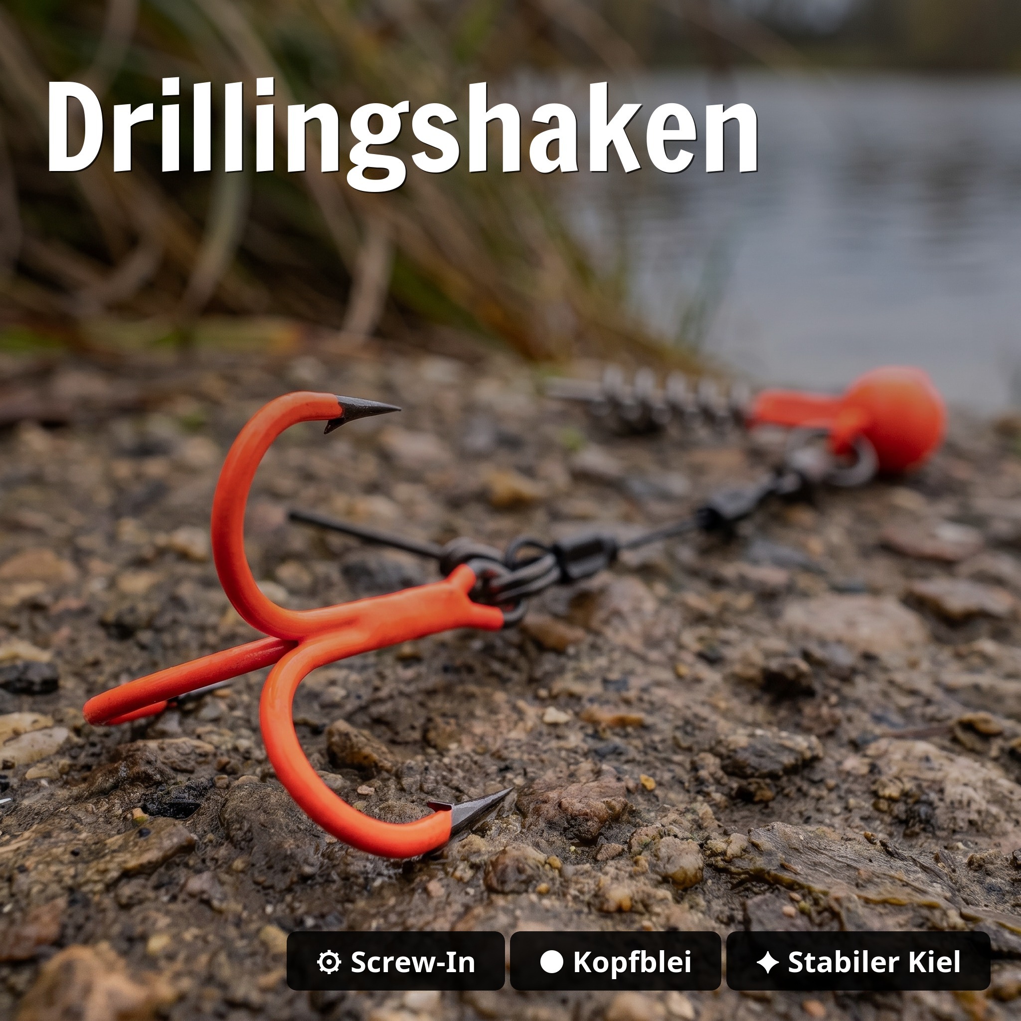 Zite Fishing Hecht-System Single Hook UV-Aktiv 10g - ideal für Hechtköder 12-15 cm - Drillingshaken