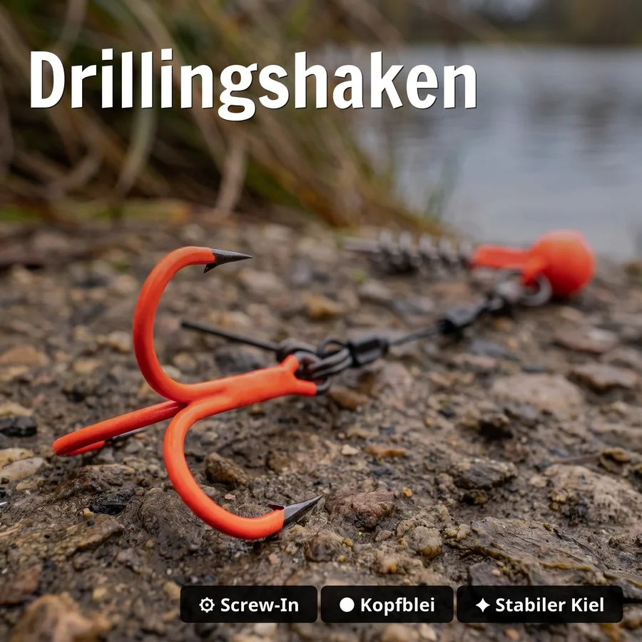Zite Fishing Hecht-System Single Hook UV-Aktiv 15g - ideal für Hechtköder 12-15 cm - Drillingshaken