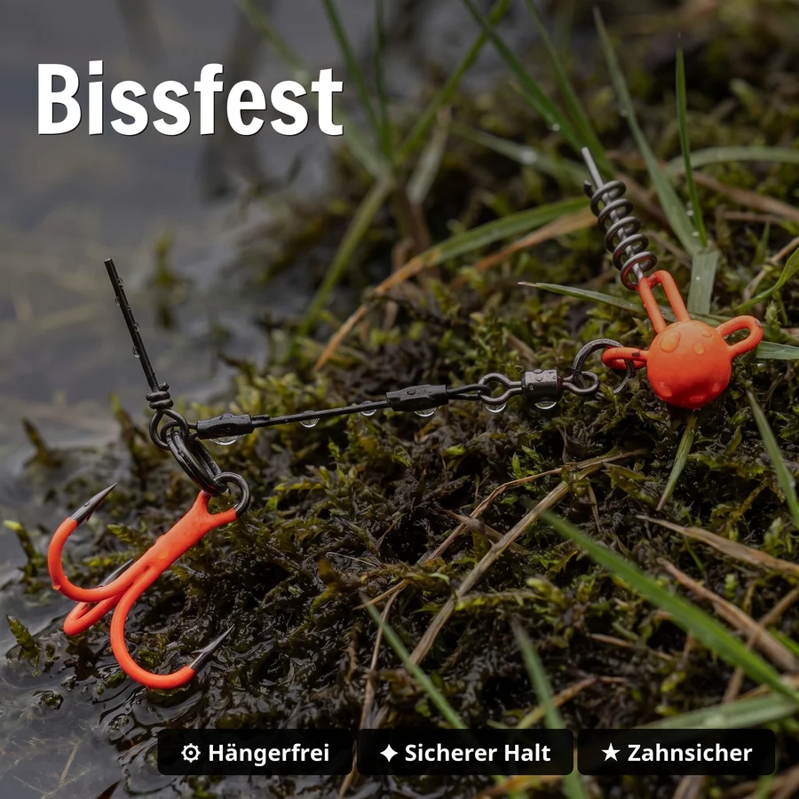 Zite Fishing Hecht-System Single Hook UV-Aktiv 20g - ideal für Hechtköder 12-15 cm - Bissfest