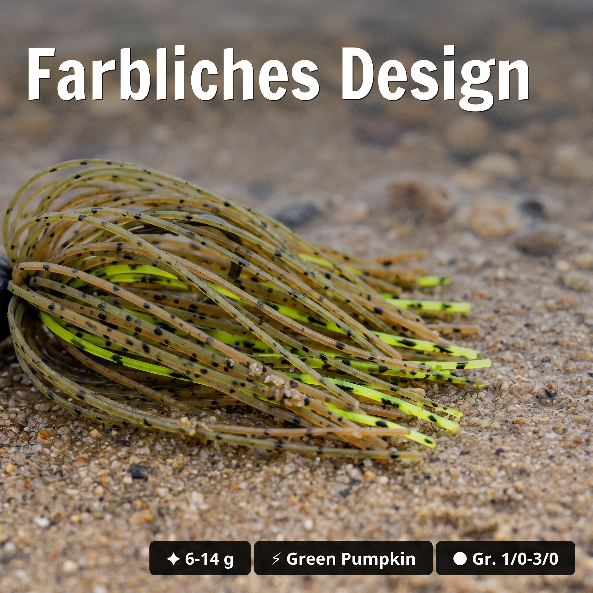 Inzite Skrrt Skirt Jig 10g – Haken 3/0 – Green Pumpkin – mit Weedguard Fransen Köder für Barsch und Zander - Farbliches Design