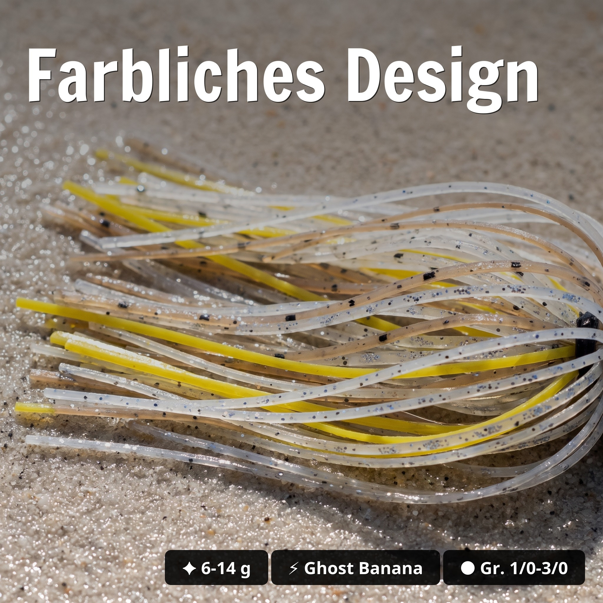 Inzite Skrrt Skirt Jig 14g – Haken 1/0 – Banana Peel – mit Weedguard Fransen Köder für Barsch und Zander - Farbliches Design