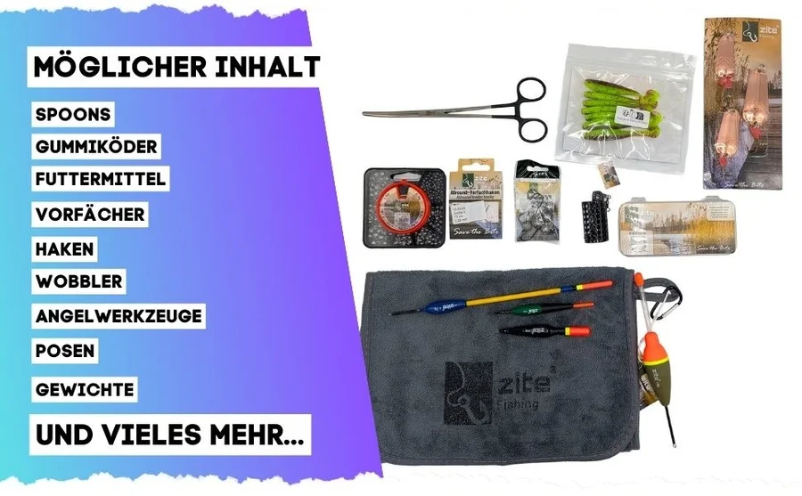 Wundertüte Allround XL - Angelzubehör Anglergeschenk Geschenkbox als Geschenkidee Angeln - Detaillierte Übersicht