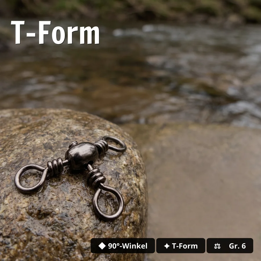 Zite Fishing Kreuzwirbel Größe 6# – 15 Stück Dreifachwirbel für Grundangeln & Dropshot-Montagen - T-Form
