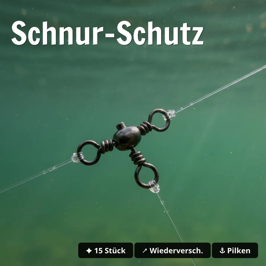Zite Fishing Kreuzwirbel Größe 6# – 15 Stück Dreifachwirbel für Grundangeln & Dropshot-Montagen - Schnur-Schutz