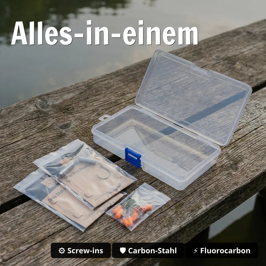 Zite Fishing Naturköder Dropshot Set – 2 Ready Rigs S & L mit Fluorocarbon-Vorfach für Barsch, Zander & Hecht - Alles-in-einem