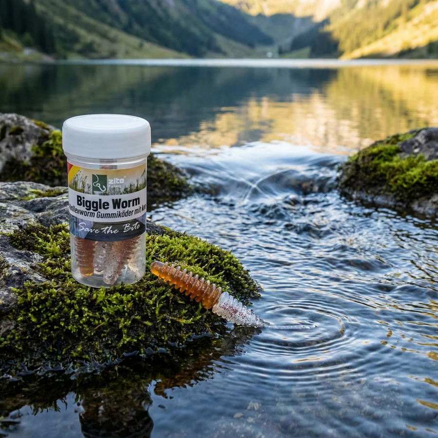 Zite Fishing Biggle Worm Christal Brown Knoblauch 6,5 cm 8 Stück - Flexibler Gewässer-Einsatz