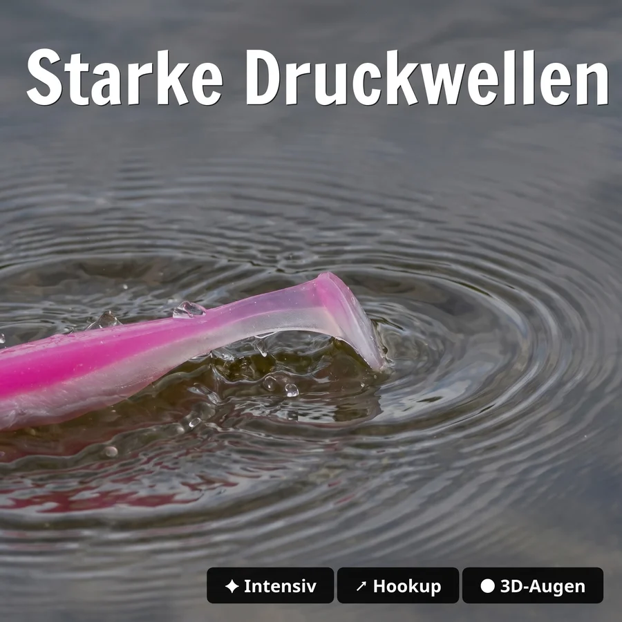 Zite Fishing Inzite Pershad Pink Blush Gummiköder 8 cm – 7 Stück Softbait für Barsch, Zander & Hecht - Starke Druckwellen