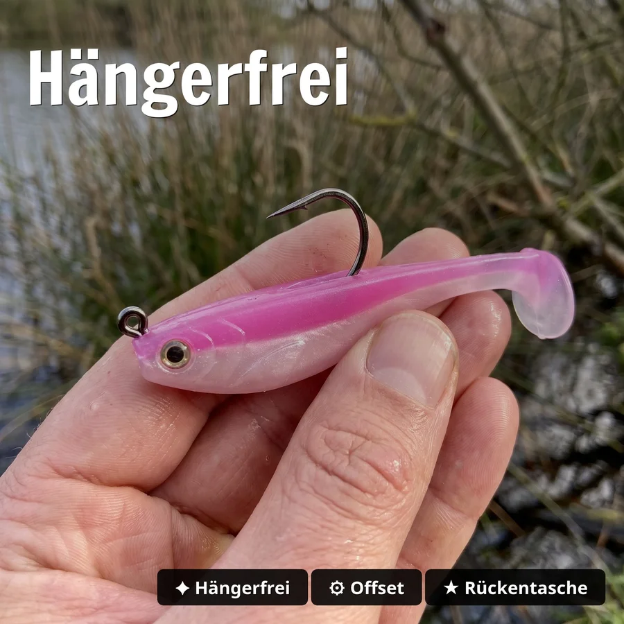Zite Fishing Inzite Pershad Pink Blush Gummiköder 8 cm – 7 Stück Softbait für Barsch, Zander & Hecht - Hängerfrei