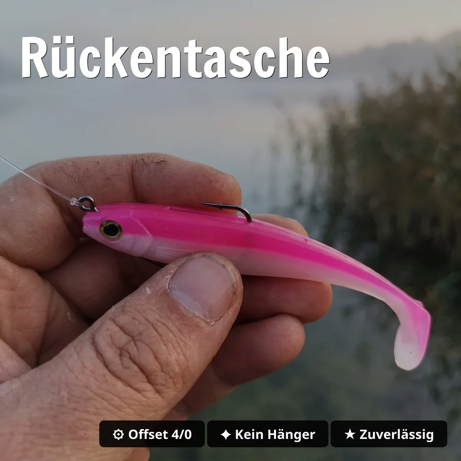 Zite Fishing Inzite Shad Pink Blush 12 cm 5 Stück – Gummifisch für Zander - Rückentasche