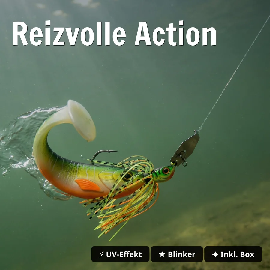Zite Fishing Ultimative Starterbox Hecht – Komplettset Hecht Gummifisch Blinker Jigspinner - Reizvolle Action