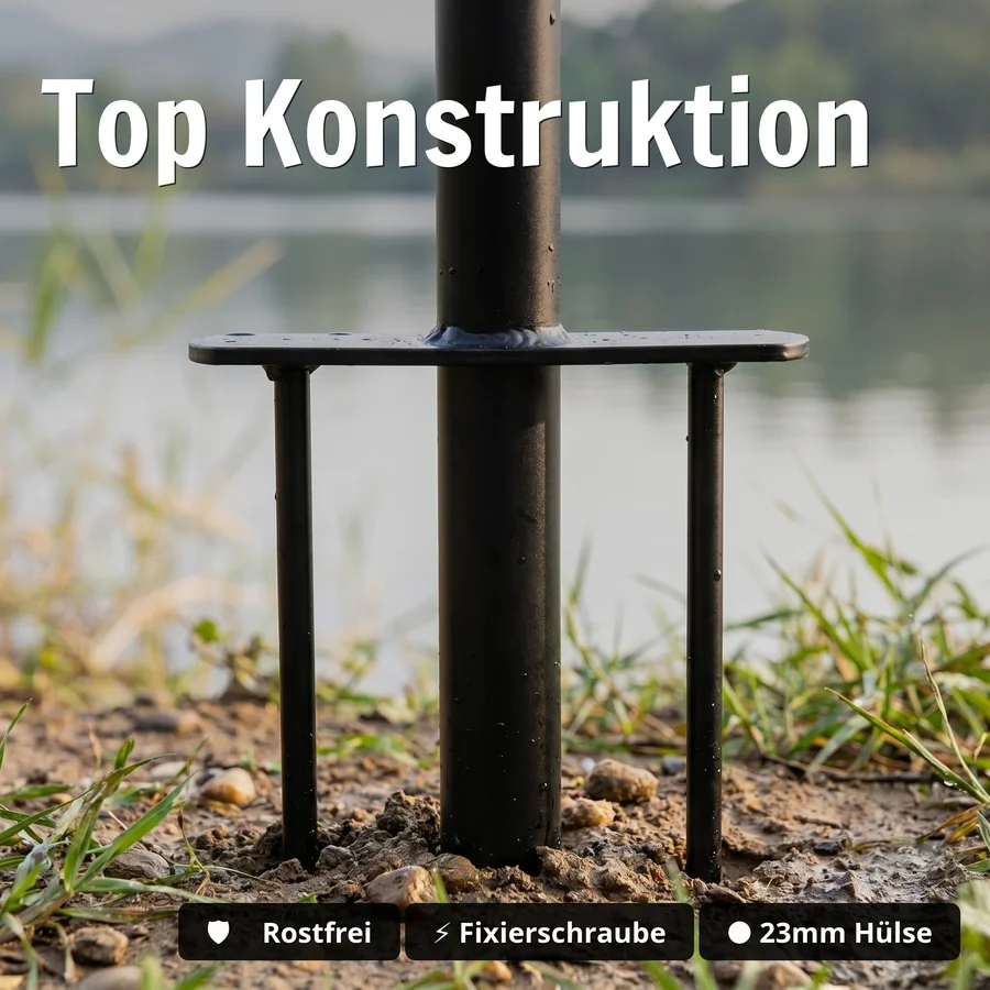 Zite Fishing Schirmstütze Deluxe – Metall Erdanker 3-Spieß-System für Angelschirme - Top Konstruktion