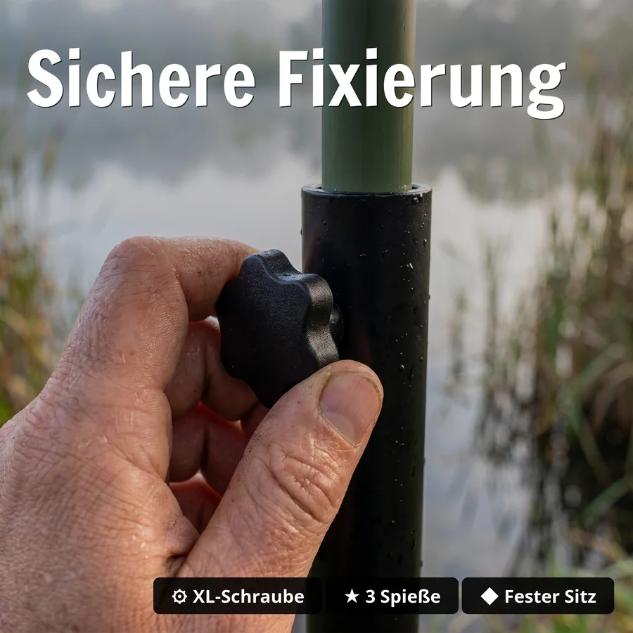 Zite Fishing Schirmstütze Deluxe – Metall Erdanker 3-Spieß-System für Angelschirme - Sichere Fixierung