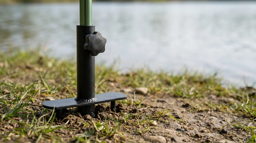 Zite Fishing Schirmstütze Deluxe – Metall Erdanker 3-Spieß-System für Angelschirme - Sturmfest am Ufer verankert