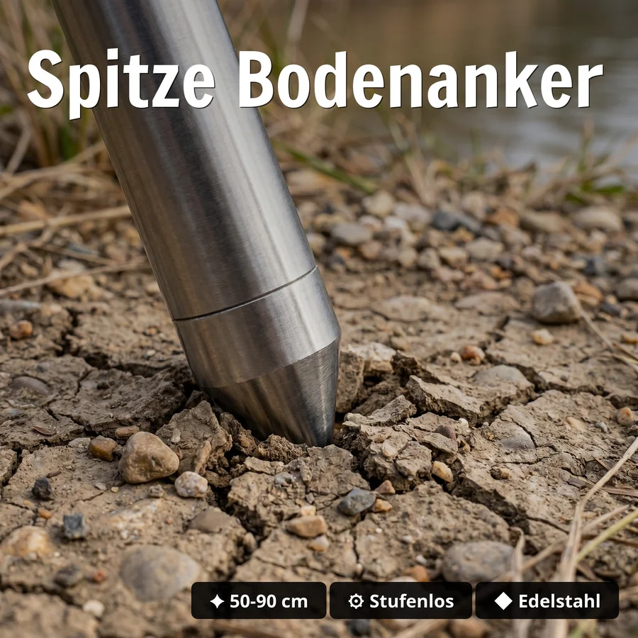 Zite Fishing Edelstahl Banksticks verstellbar 3er-Set – Teleskop Bankstick rostfrei für Bissanzeiger & Rutenauflage - Spitze Bodenanker