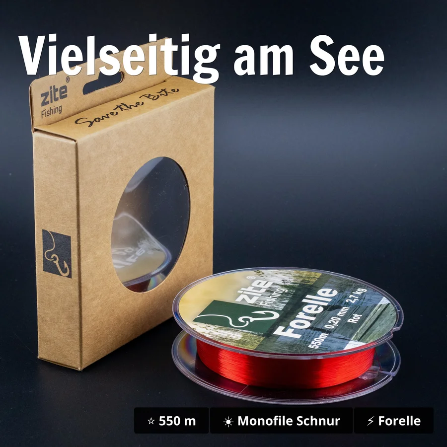 Zite Fishing Forellenschnur monofil rot 550 m 0,22 mm 3,6 kg – Nylon-Angelschnur für Forellenteich - Vielseitig am See