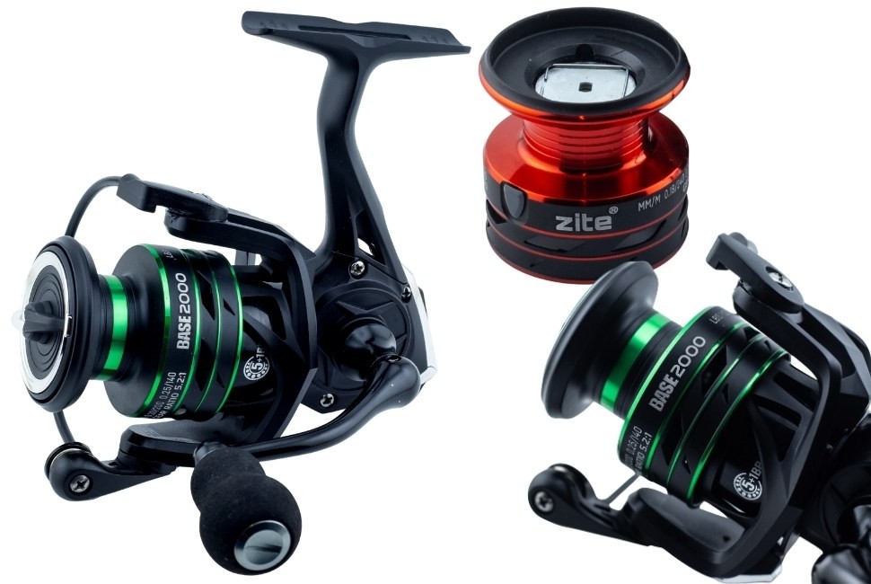 Spinning Reel Base 2000 Spinnrolle mit Frontbremse 5+1 2 Aluminiumspulen für Forelle & Barsch Spinnfischen - Detaillierte Übersicht