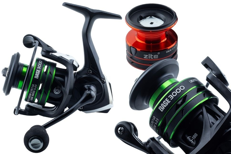 Spinning Reel Base 3000 Spinnrolle mit Frontbremse 5+1 2 Aluminiumspulen für Forelle & Barsch Spinnfischen - Detaillierte Übersicht