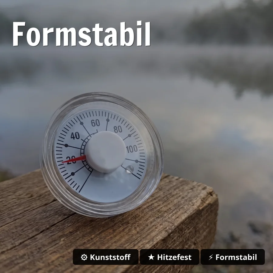 Zite Fishing Ersatzthermometer für Tischräucherofen - Analoge Anzeige von 20-100°C für Temperaturkontrolle beim Räuchern - Formstabil
