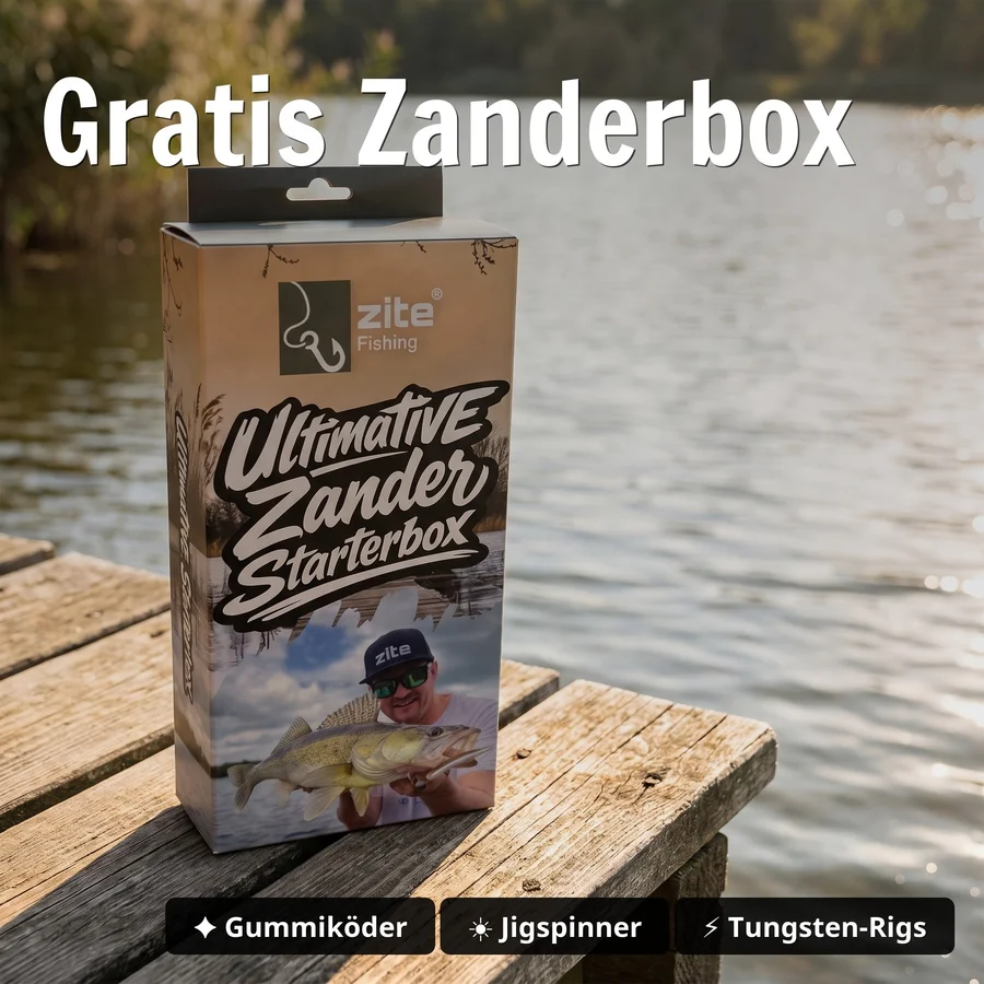 Zander Angelset Komplett: Spinnrute 255 cm + Rolle Pro 3000 bespult + Rutentasche 1,30 m + Starterbox GRATIS - Gratis Zanderbox