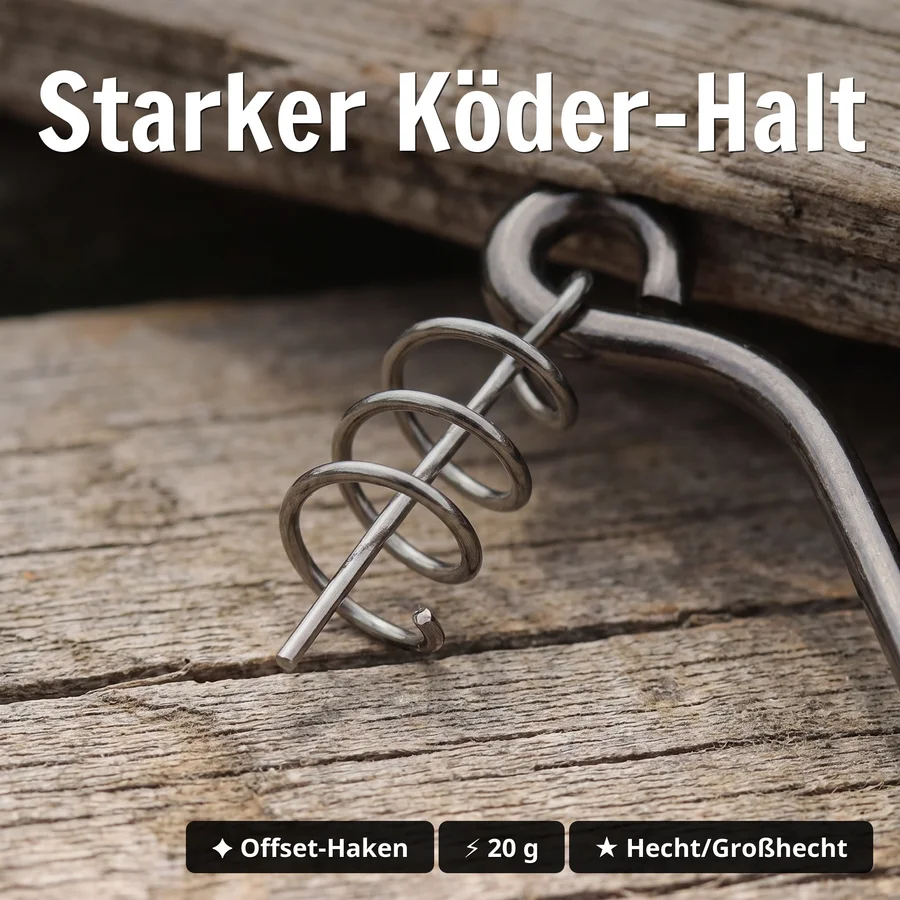 Zite Fishing MONSTER BAT Offset Haken Gr. 10/0# 20 g – XXL Weighted Swimbait Hook, 3 Stück für Hecht & Großhecht - Starker Köder-Halt