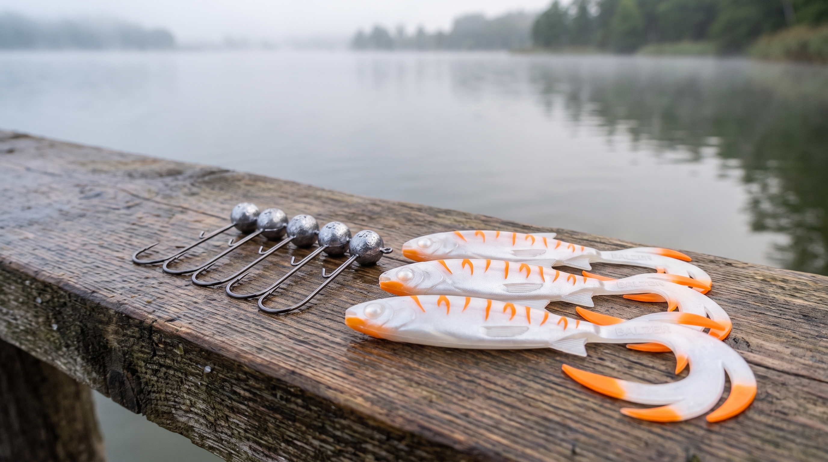 Zite Fishing Jighaken mit Gummiköder 15 cm Set – 5/0 Jigheads & Balzer Shirasu Reptile Shad Albino für Hecht & Zander - Detaillierte Übersicht