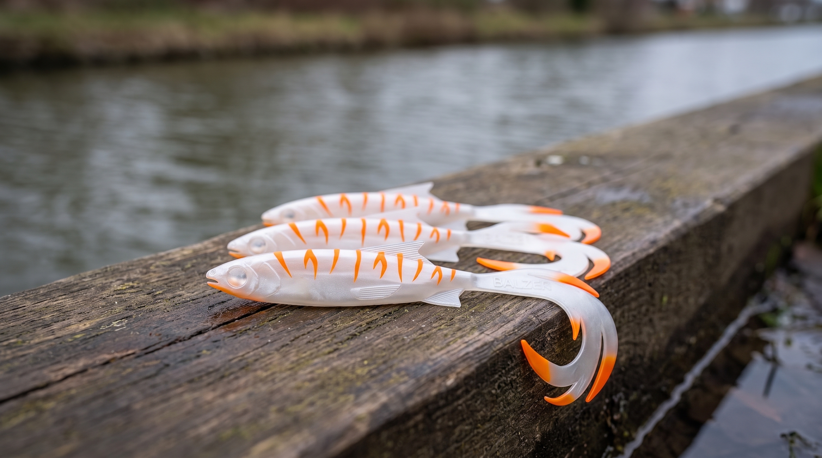 Zite Fishing Jighaken mit Gummiköder 15 cm Set – 5/0 Jigheads & Balzer Shirasu Reptile Shad Albino für Hecht & Zander - Von Kanal bis Kanalufer