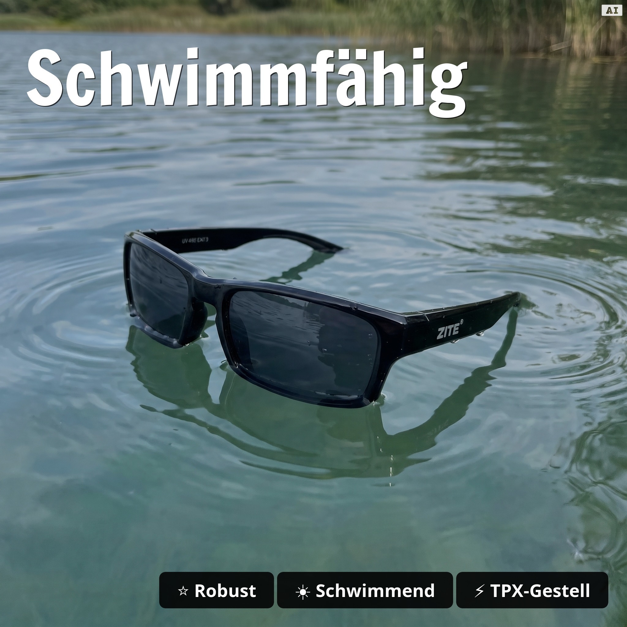 Polarisationsbrille Culo Schwarz – UV400 CAT. 3, schwimmfähig, inkl. Hardshell-Etui - Schwimmfähig