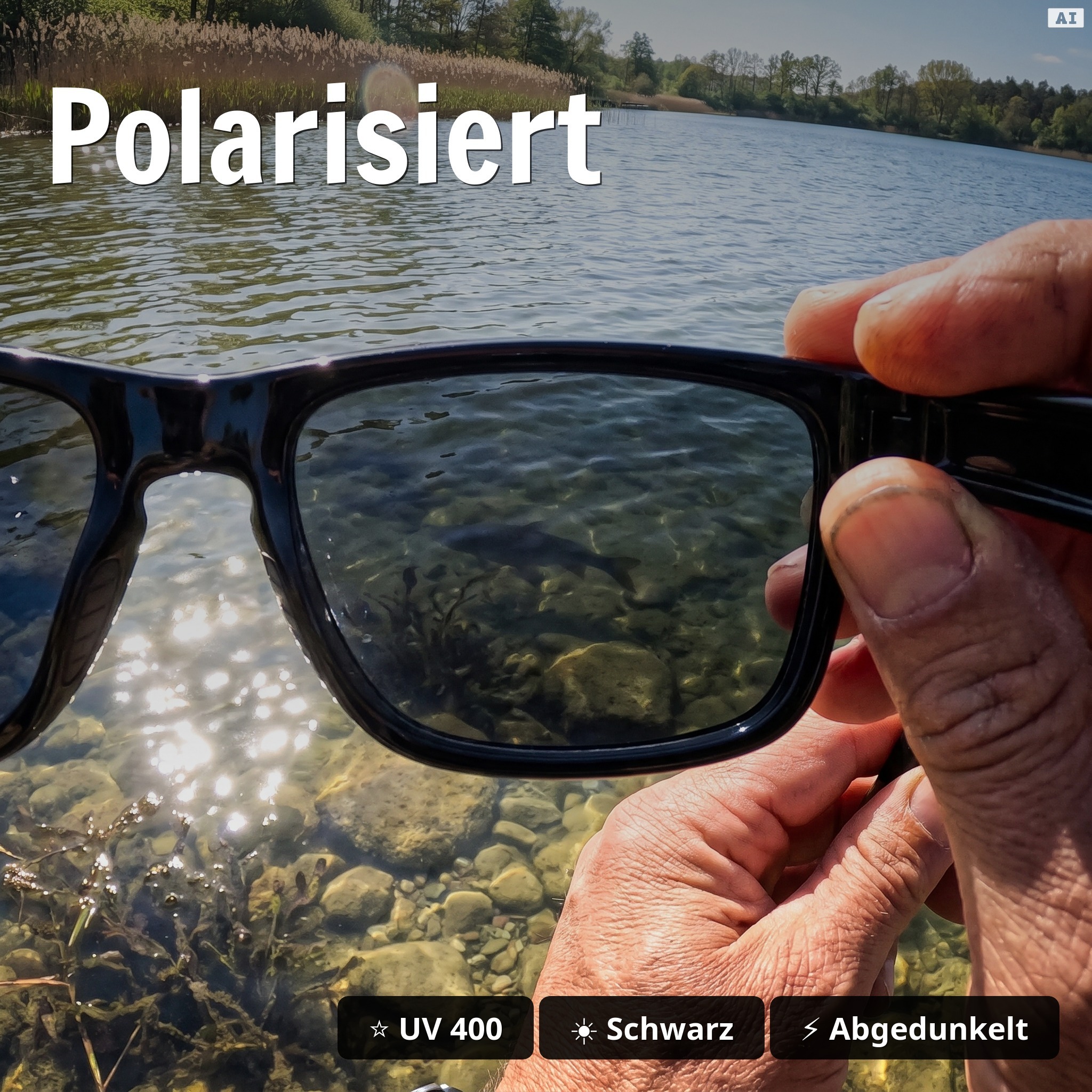 Polarisationsbrille Culo Schwarz – UV400 CAT. 3, schwimmfähig, inkl. Hardshell-Etui - Polarisiert