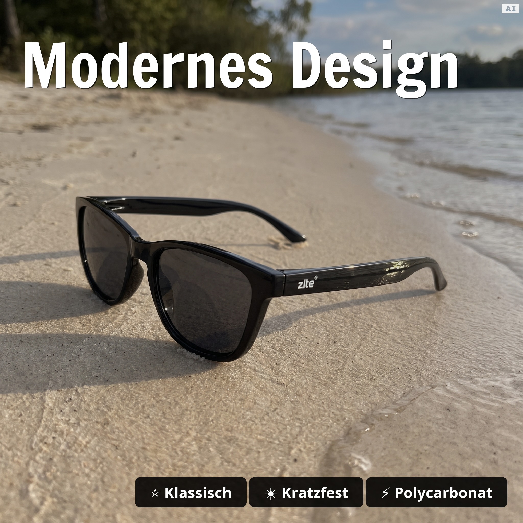 Polarisationsbrille Basulo Schwarz – UV400, Kategorie 3, mit Hardcase & Mikrofasertuch - Modernes Design