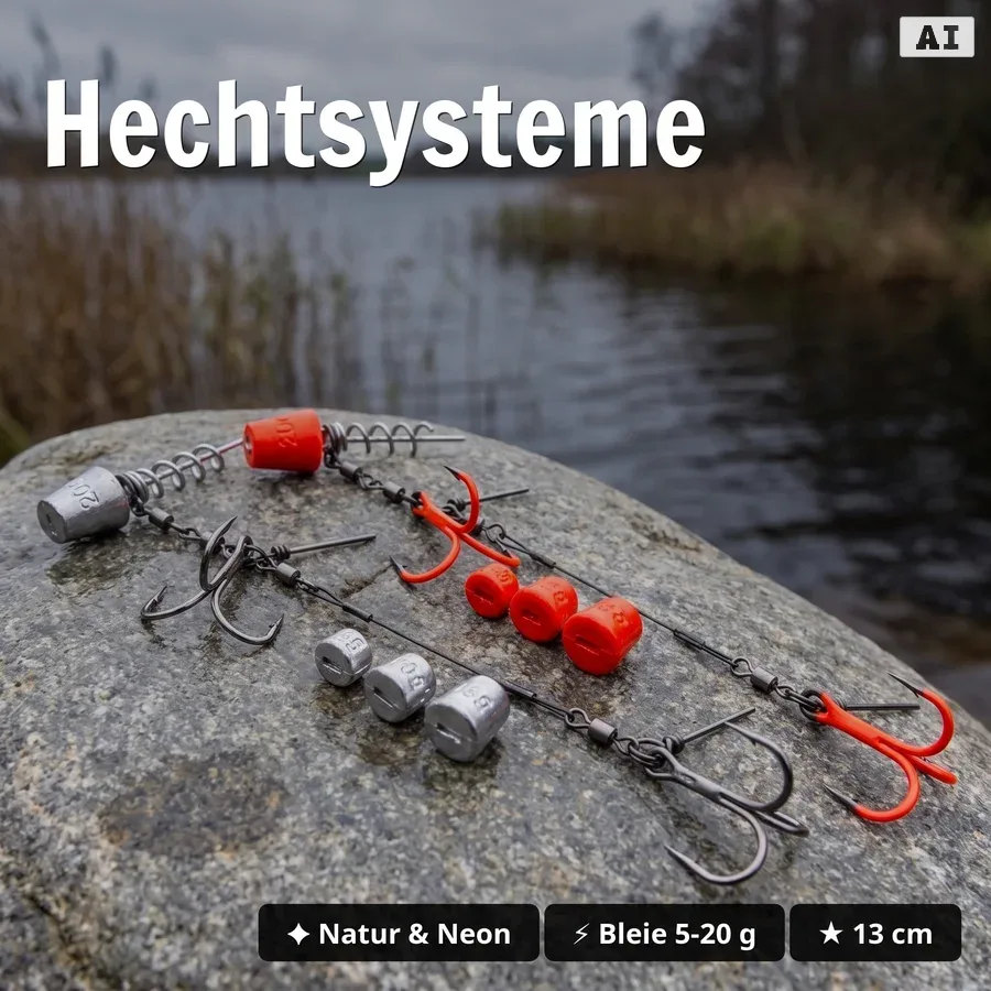 Zite Fishing Inzite Flanker XL Sparset – Hecht-Komplettset mit 6 Gummifischen 23,5 cm, 2x Variables Hechtsystem L (Natur - Hechtsysteme