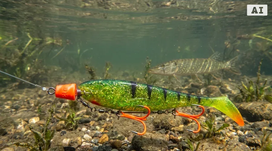 Zite Fishing Inzite Flanker XL Sparset – Hecht-Komplettset mit 6 Gummifischen 23,5 cm, 2x Variables Hechtsystem L (Natur - Flexibel von Flach- bis Tiefwasser