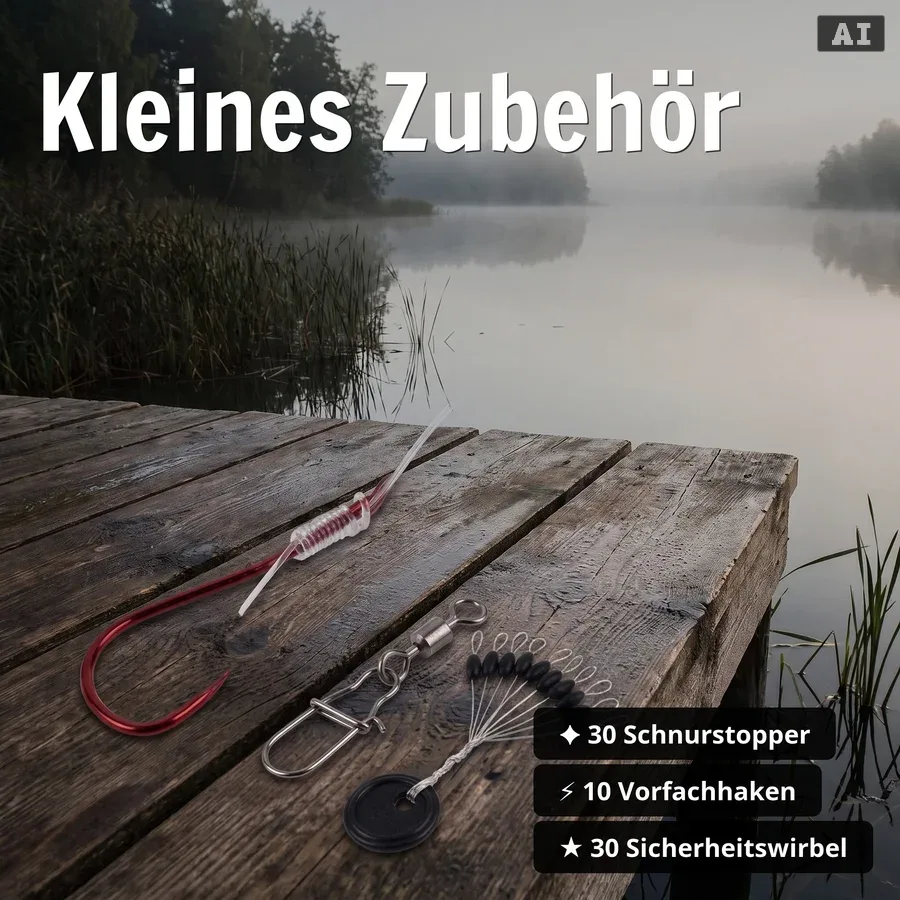 Zite Fishing Grundangeln Starterset Aal – Komplettset Teleskoprute 270cm, Stationärrolle bespult, Aalglocken, Knicklicht - Kleines Zubehör